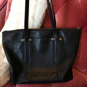 Black Fossil Tote with Gold Accents and Pockets!